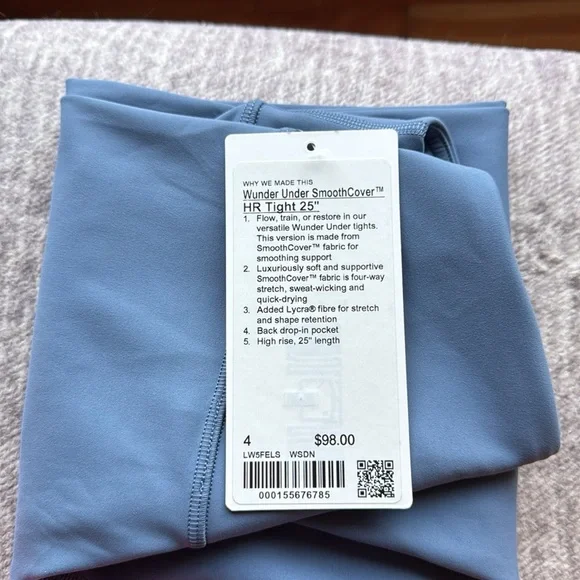 Lululemon Size 4 Wunder under smooth cover HR tight 25" washed denim, NWT - Picture 2 of 2